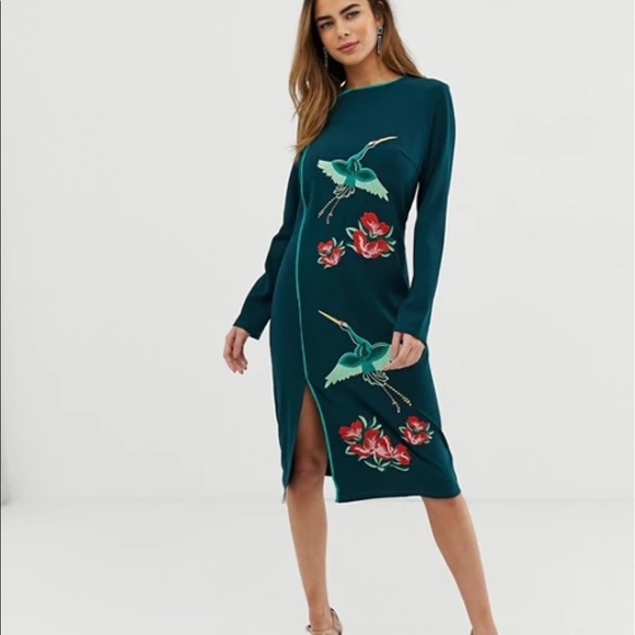 liquorish Dresses & Skirts - Bird embroidered midi dress